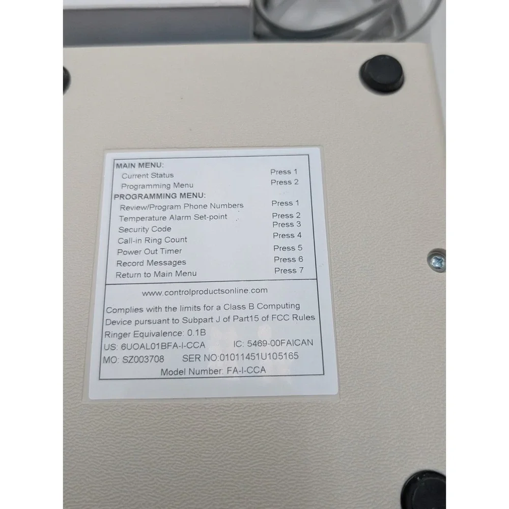 Intermediate Freeze Alarm FA-I-CCA Temperature Alarm With Power Adapter & Sensor